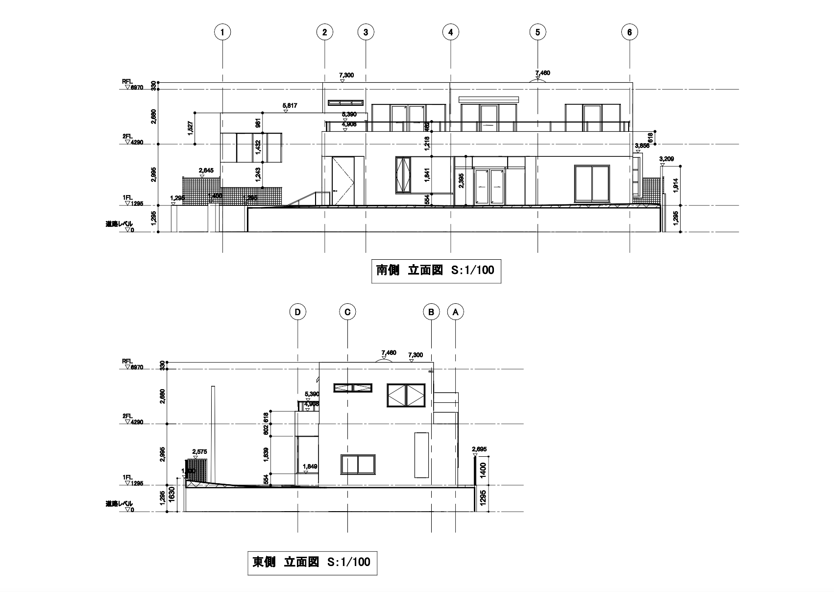STUDIO55導入事例_江原町の家リノベプロジェクト(BIMデータから出力された白図の一部)